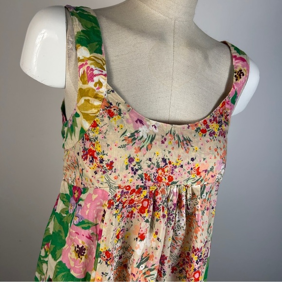 ❤️ H&M Floral Print Sleeveless Midi Dress - Pink and Green 6 - Picture 4 of 11